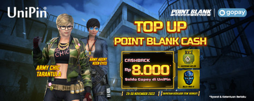 November – Top up PB Cash di UniPin Pakai GoPay Cashback Rp 8.000 & Bonus Items!